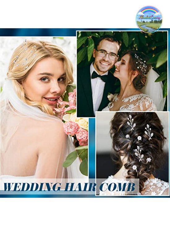 44pcs Faux Pearl Crystal Hair Comb Clips U-shaped Rhinestone Silver Bridal Hair main image 5